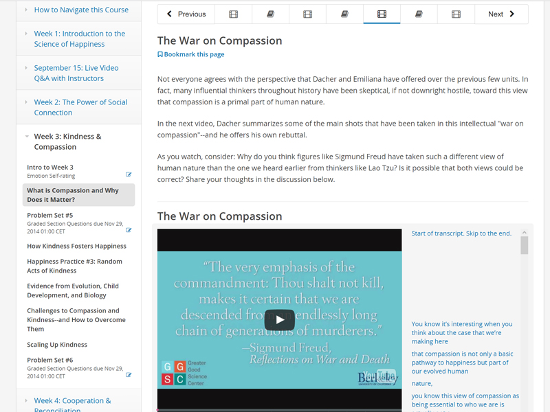 screenshot science of happiness edx